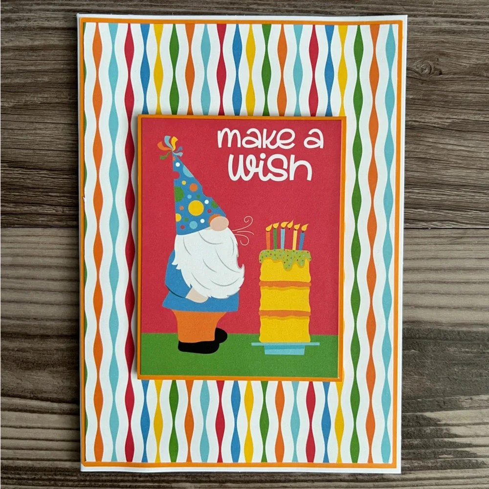 Handmade Gnome Birthday Greeting Cards Set of 4 5”x7” With Envelopes